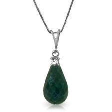 8.85 CTW 14K Solid White gold fine Never Lose Emerald Diamond Necklace 20"