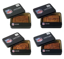 NFL Team Embossed Brown Leather Trifold Wallet  - * Pick Your Team *