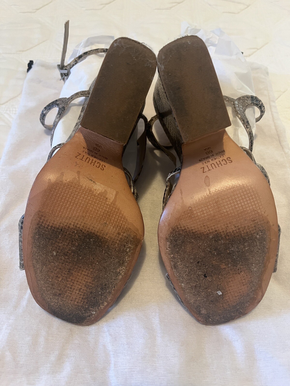 Schutz Neutral Snakeskin Python Block Heel Cage S… - image 6