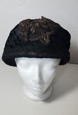 Rare Antique French Victorian Museum Madame Carlier Black Velvet Beret Hat Paris