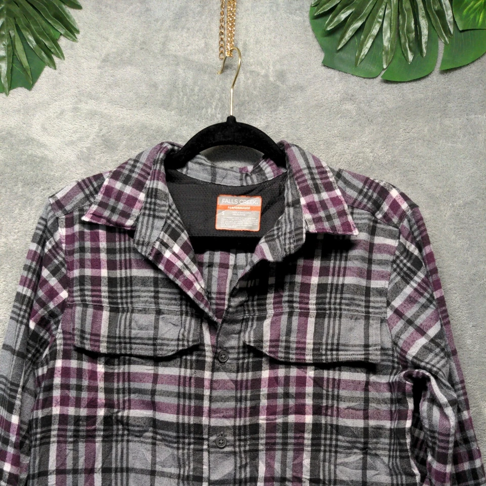 Falls Creek Flannel Shirt SMALL Men Winter Button-Up Pocket Casual Plaid - Image 2 of 4