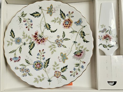 Andrea By Sadek 10'' Cake Plate With Server Buckingham Pattern