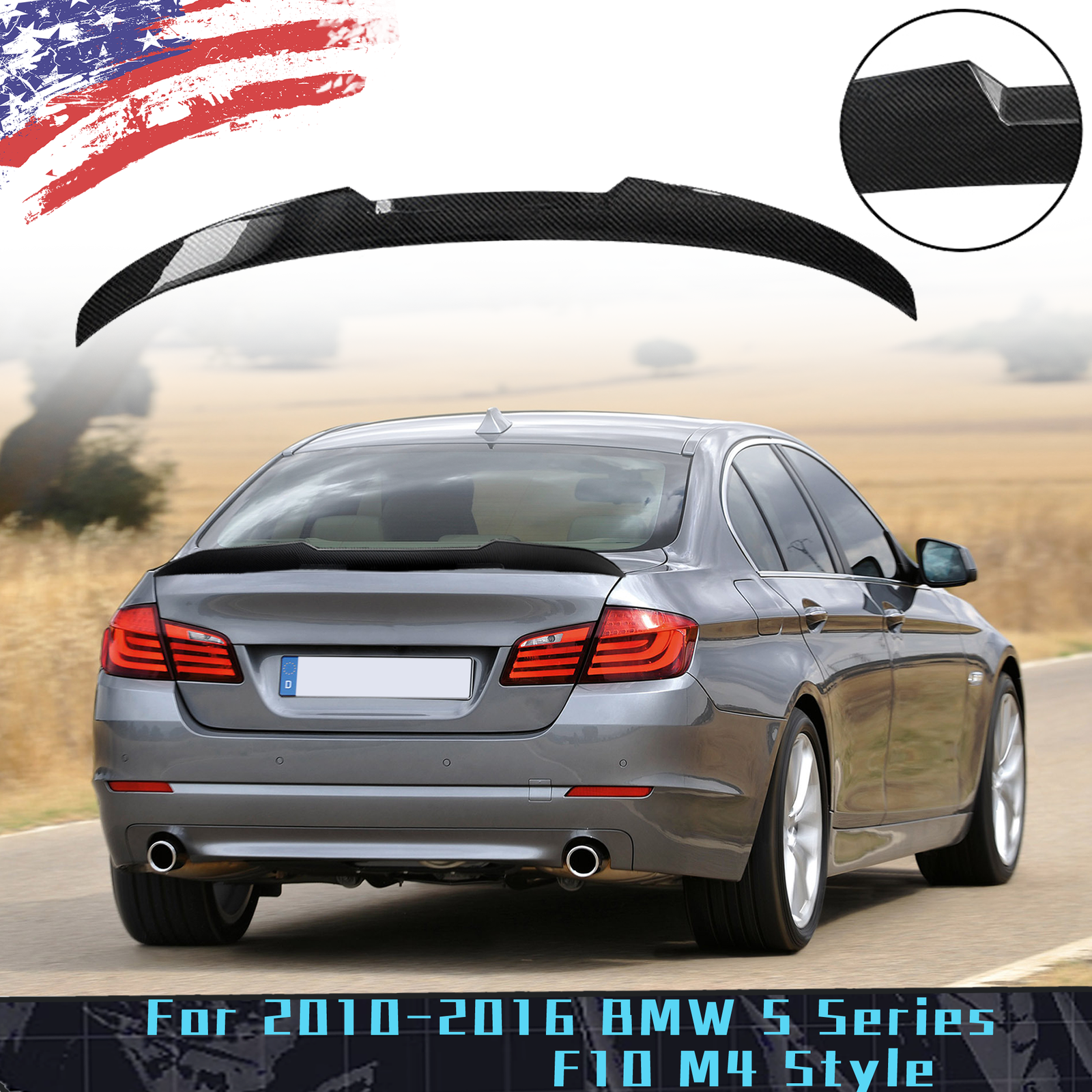 For BMW F10 520i 528i 550i M5 2010-2016 REAL Carbon Rear Trunk Lip Spoiler Wing