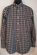 Polo Ralph Lauren Mens Size 16 34/35 Button Down Shirt Dark Plaid Long Sleeve