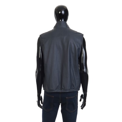 BERLUTI 6100$ Padded Leather Vest - Scritto Print, Zip-Up