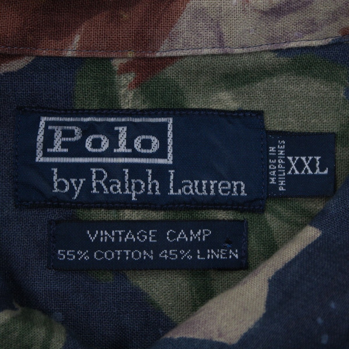 Polo Ralph Lauren Vintage Camp Shirt Men 2XL Blue Floral