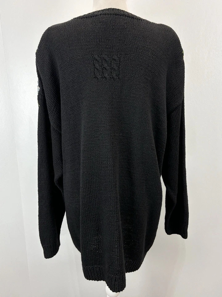 Vtg Marisa Christina Floral Hand Knit Sweater Sz 2X Plus Black 90’s Cottagecore - Image 3 of 4