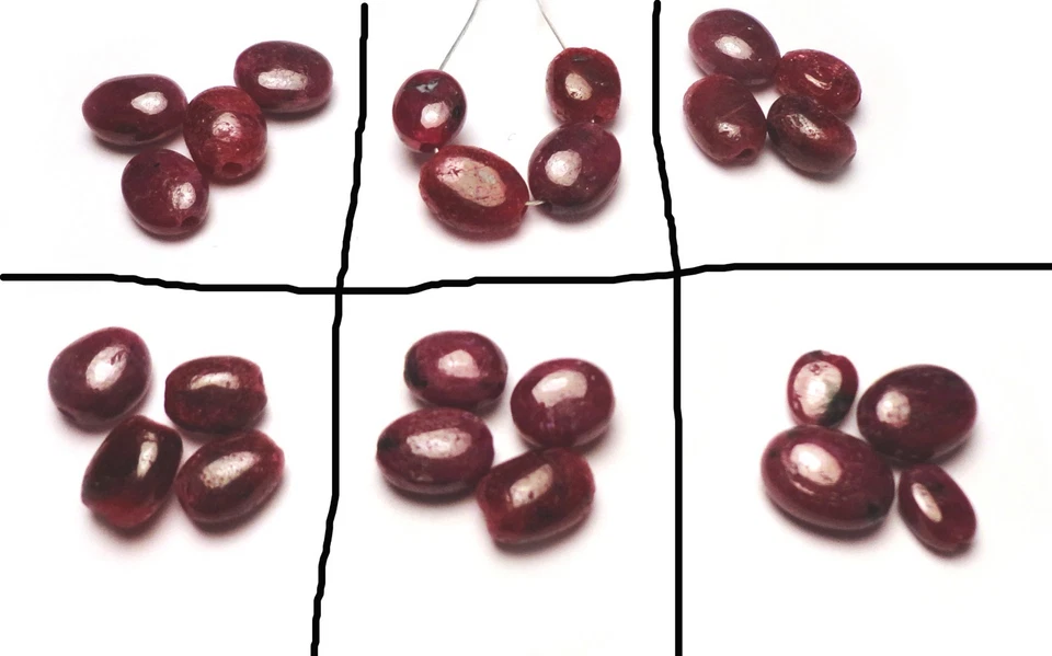RED RUBY SMOOTH OVAL 4! BEADS M230A 6x4x2.8mm to 7x6.5x3.5mm - Image 2 of 2