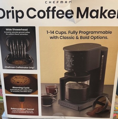 Brand New Chefman Caffeinator Drip Coffee Maker Programmable 1-14 Cups Black