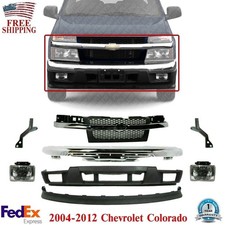 Front Bumper Chrome Kit Grille Assembly Fog Lights For 2004-12 Chevy Colorado