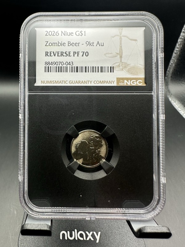 2026 Niue G$1 Zombie Beer 1 Gram 9kt Gold Coin NGC Reverse PF 70 RP Perfect