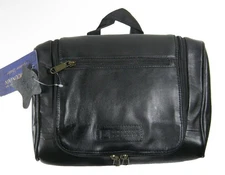 Stone Mountain Genuine  Leather Hanging Travel Toiletry Shave Kit Case Bag Black