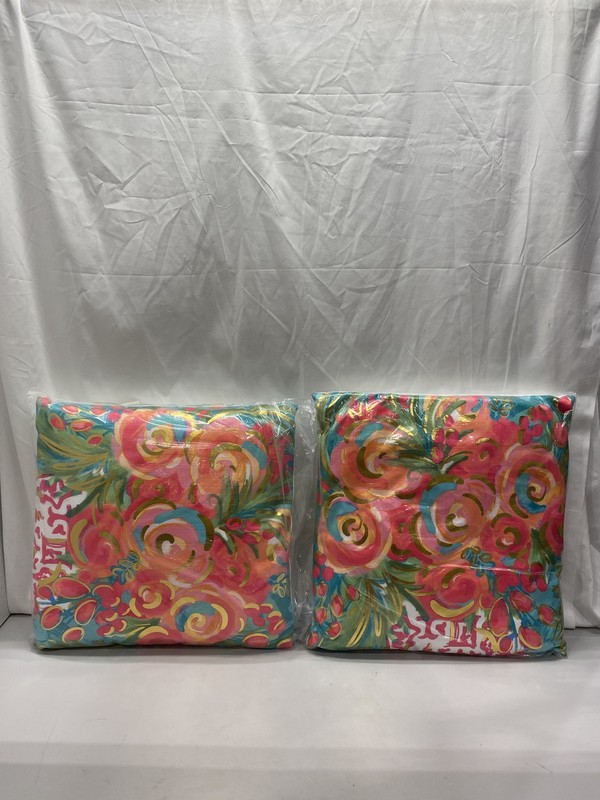 Rachel Brooks 20 x 20 Gold Foil Jewel Bloom Pillow Light Multicolor Lot Of 2x