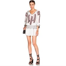 Ulla Johnson Samira Embroidered Mini Dress White Red Black Cotton Size 0/XS
