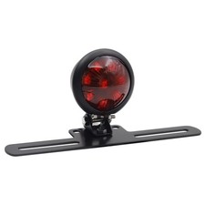 12V Motorcycle Tail Light Rear Brake With License Plate Holder Black