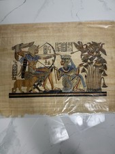 Handmade Egyptian Papyrus Painting King Tutankhamun & His Queen