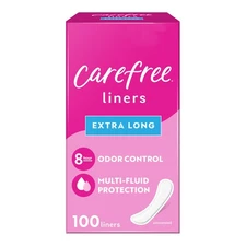 Carefree Panty Liners for Women, Extra Long, Unwrapped, Unscented, 100ct |Pan...