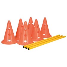 Dog Agility Hurdle Cone Set 6 Cones 3 Rods, Portable Canine Training Equipment