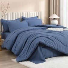 Litanika Queen Comforter Set Ocean Blue 7-Piece Bedding Set Ultra Soft