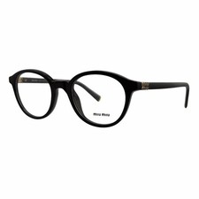 Miu Miu MU 02WV Black Round Eyeglasses Frames 48mm 20mm 140mm - 16K-1O1