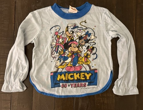 Vintage 80s Disney Shirt Youth Size 4 Long Sleeve 60 years Celebration
