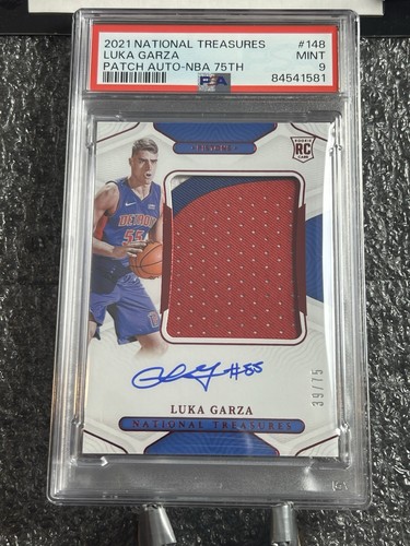 2021-22 National Treasures Luka Garza Rookie Patch Auto SSP #148 PSA 9 75th /75 - Picture 3 of 4