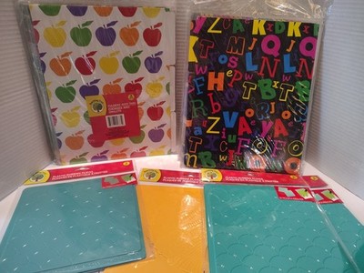 Lot Of 14 School Supplies Folders With Tabs And Plastic Rubbing Plates