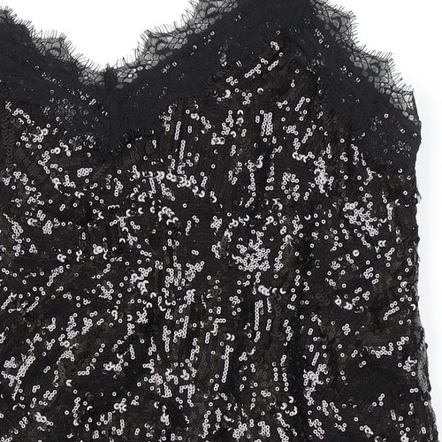 Next Women's Black Sequin Camisole Tank Top Size 14 - Picture 6 of 12