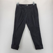 Love Moschino Womens Cropped Pleated Pants 27" Waist Black Eyelet Lace Cuffs