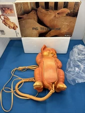 Vintage Telemania Pig Telephone in Org Box Push Button Untested