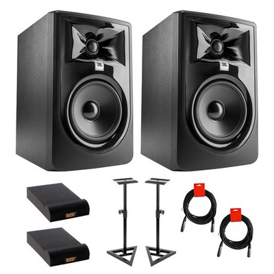 JBL 305P MkII  Studio Monitor, Pair w/ Stand (Pair), 2x Pads & 2x Cable