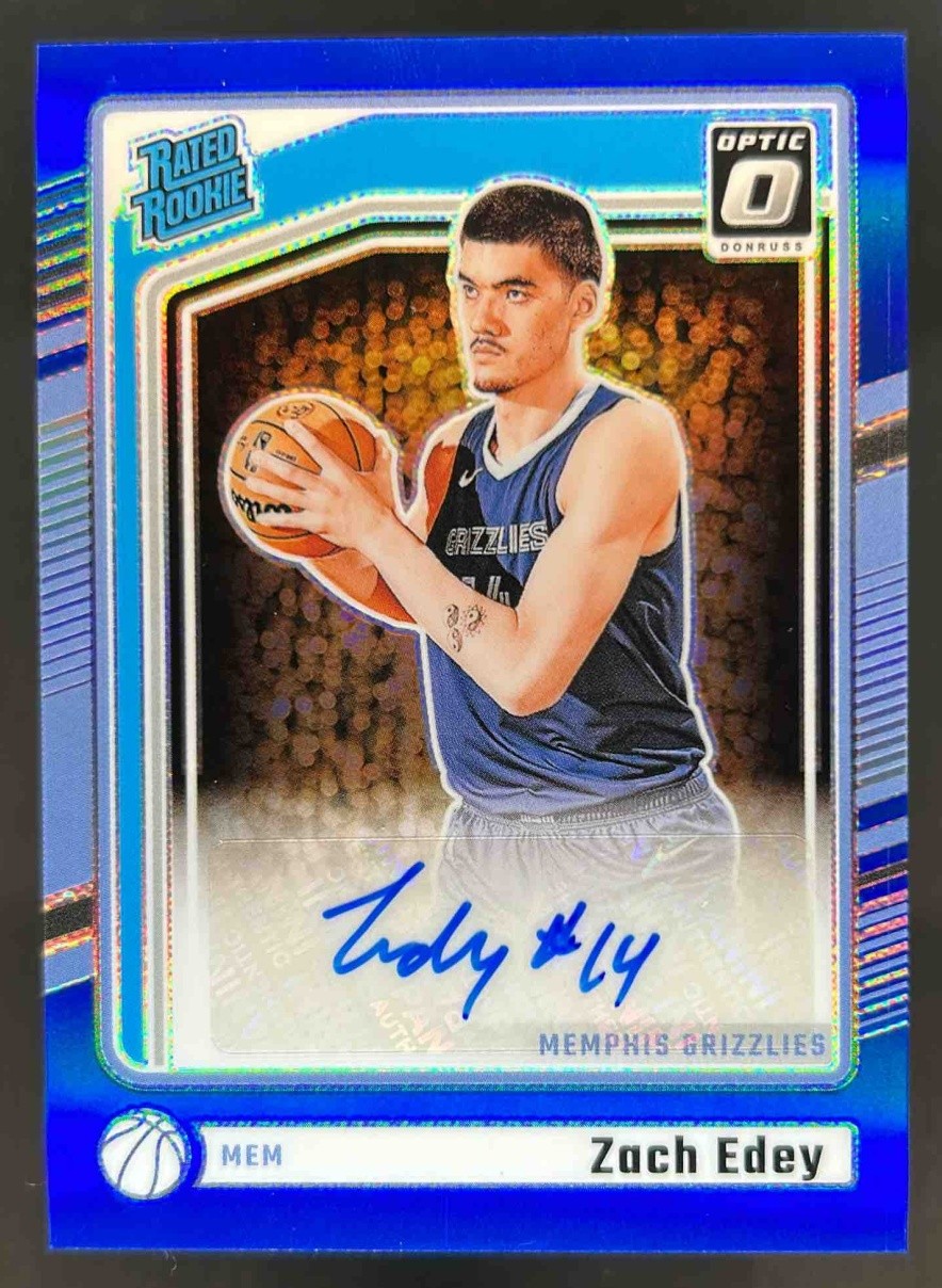 2024-25 Donruss Optic Zach Edey Rated Rookie Blue RC Auto #41/49
