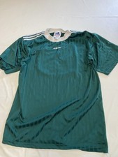 Mens ADIDAS Glanz Vintage 1990s Green Striped Soccer Jersey Sz L *Flawed*