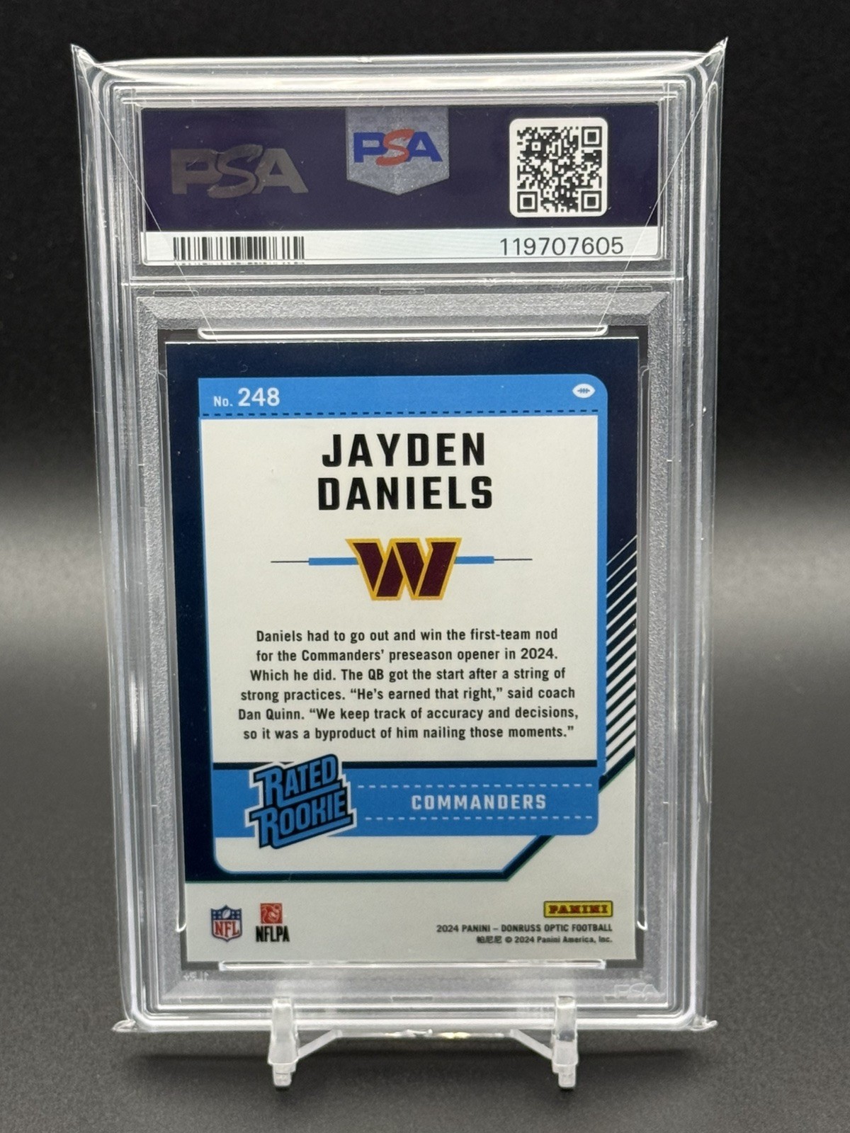 Jayden Daniels RC 2024 Panini Donruss Optic - Rated Rookie #248 (RC) PSA 10 view 2