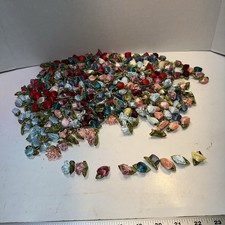 Sewing Craft Mini Satin Ribbon Roses 100 Pink Blue Peach Teal Red