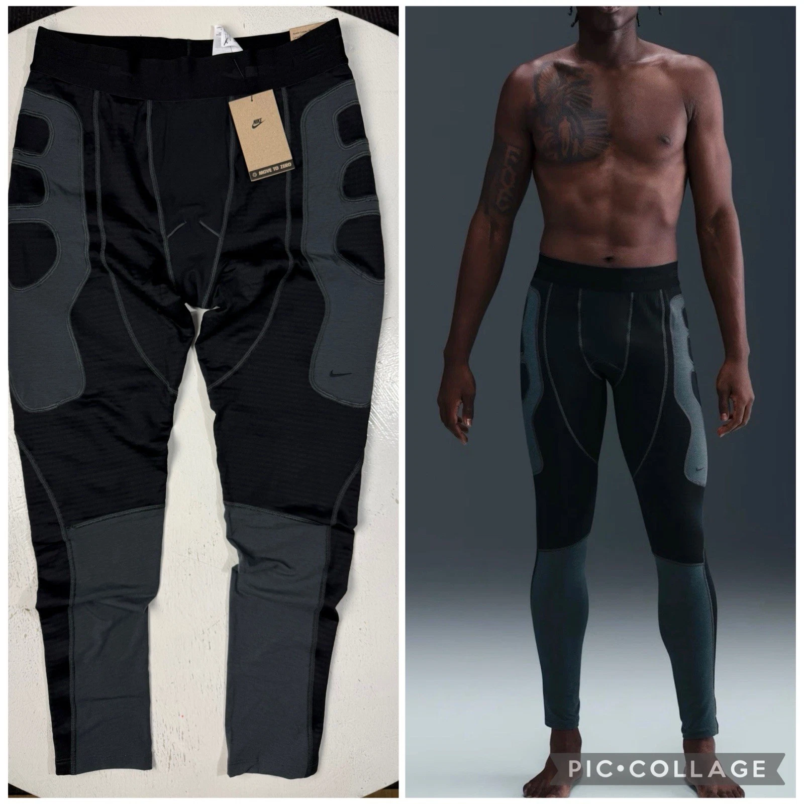 Nike Men Size Medium Tech Therma-Fit Base Layer Compression Tights Black Grey M