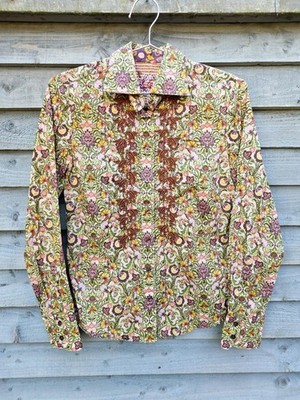 Robert Graham Shirt Damen klein mehrfarbig Blumen Stickerei Muster Knopfleiste