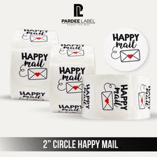 Happy Mail Stickers 2 Circle Clear Labels 250/Roll Packaging