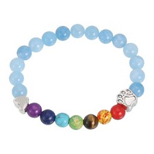 Stone Paw Bracelet,Heart Rainbow Paw Print Dog Mom Memorial Bracelet,Blue