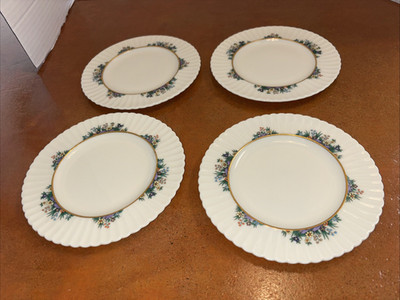Vintage Lenox Rutledge Bread Plates Raised Enameled Flowers 6 3/8  Set  4 P-303