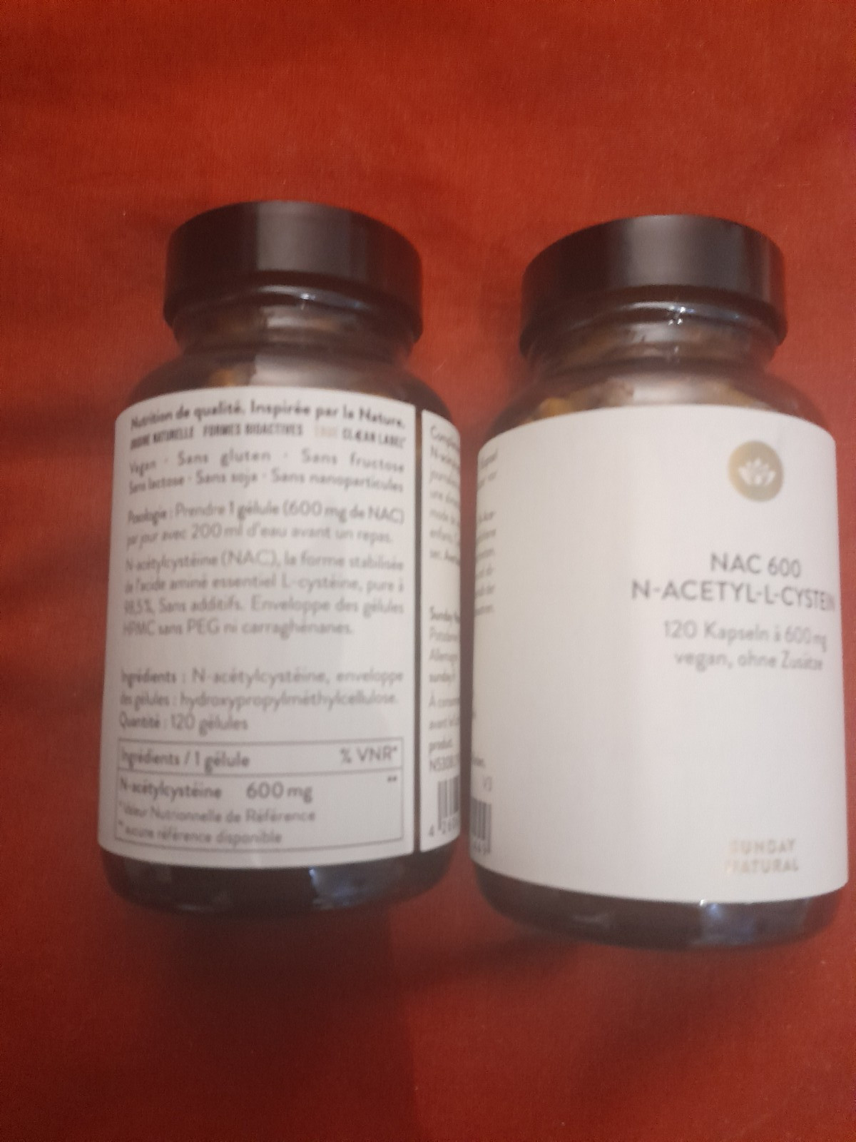 NAC N-acétylcystéine Sunday Natural antioxydant 600mg contre le stress cellulaire
