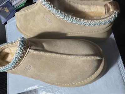 UGG Tazz II Women's Size 39 40 Platform Slippers Shoes - Sand Braided Blue NEW