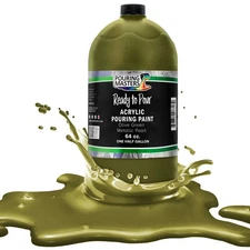Pouring Masters Olive Green Metallic 64-Ounce Water-Based Acrylic Pouring Paint