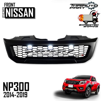 Front Grille Matte Black White LED Chrome Logo For Nissan Navara NP300 D23 14-19