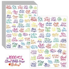 1000 PCS Bible Verse Stickers, Clear Inspirational Pray Colour Text Version
