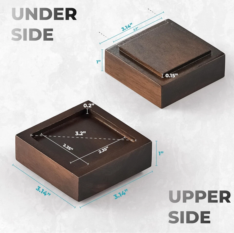 Elevadores de cama de madera de 7 piezas de 1-4" ajustables, color nogal, roble macizo, elevadores de muebles Foto 2 de 4