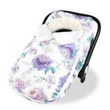 Winter Car Seat Cover for Babies Girl Boy, Super Warm Plush Purple Floral