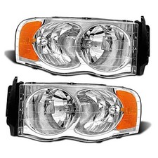 Headlight Assembly Compatible with 2002-2005 A-Chrome Housing Amber Reflector
