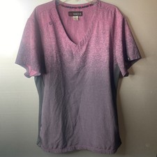 Koi Basics Scrub Shirt Womens Pink Gray Ombre V Neck Stretch Medical Top