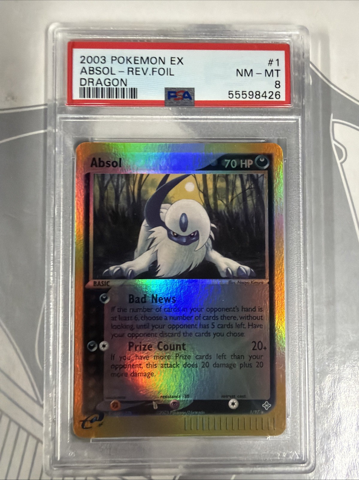 Pokemon Absol Reverse Holo EX Dragon 1/97 2003 PSA 8 Nm-mt